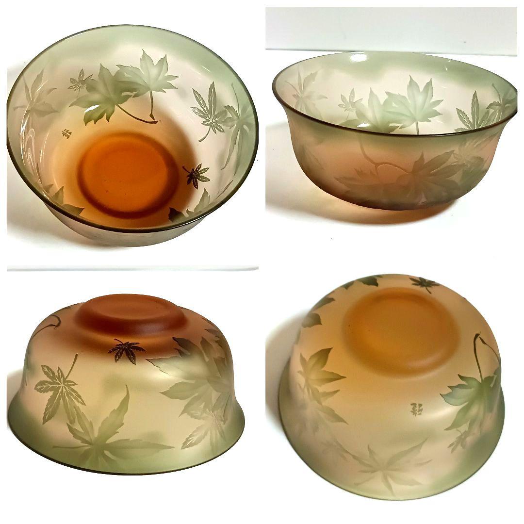 【新品未使用】ガラス茶碗 在銘 紅葉 抹茶碗 硝子 茶道具 茶道具 抹茶茶碗 浮彫 紅葉に山雀 今岡三四郎作 茶道 : 茶道具いまや