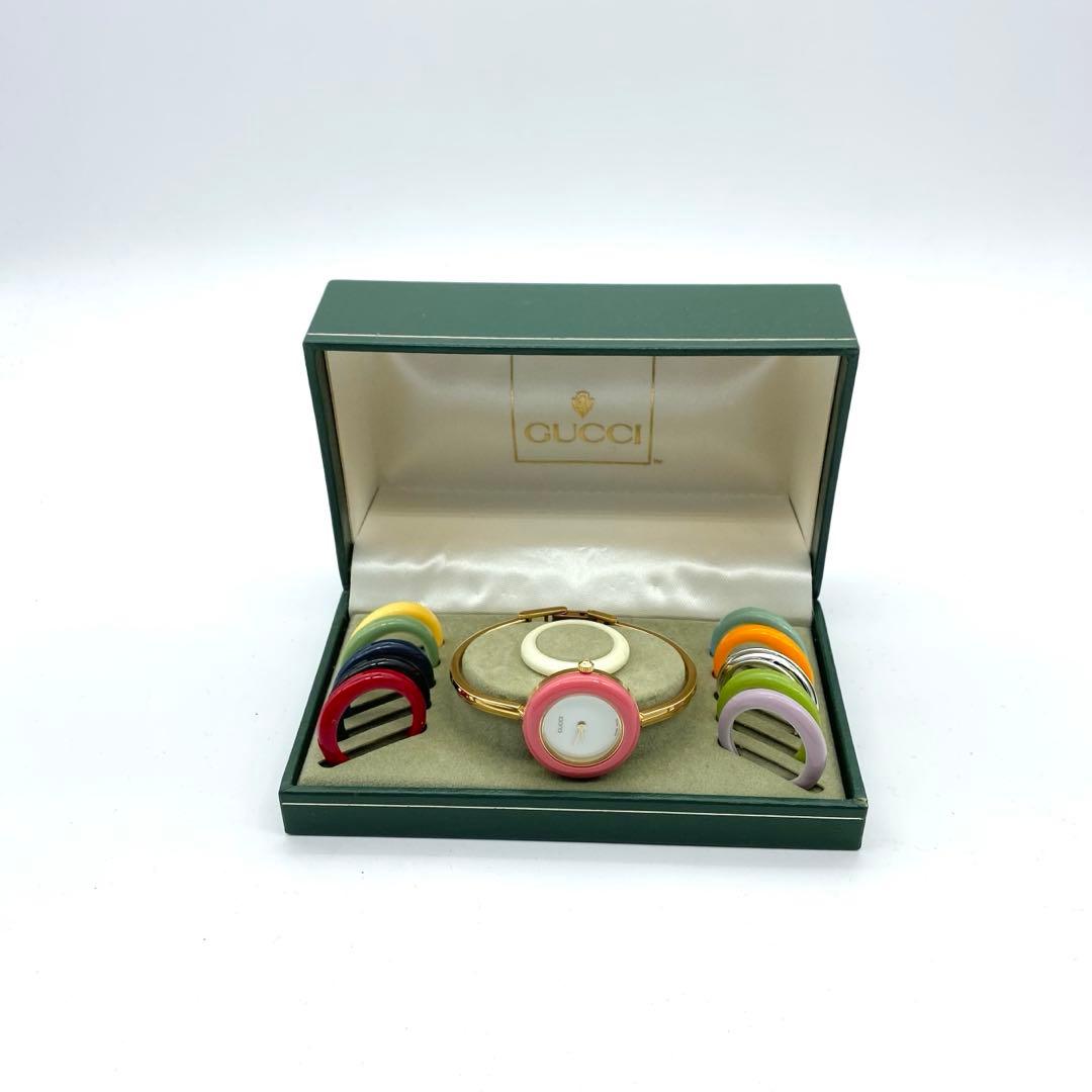 良品☆稼働 グッチ チェンジベゼル Sサイズ 新品電池 レディース腕時計