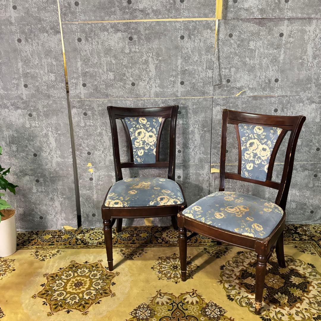 ꧁カリモク家具 karimoku꧂花柄ダイニングチェア2脚 食卓椅子 いす イス カリモク家具（KARIMOKU FURNITURE） カリモク 肘付食堂椅子 CW63