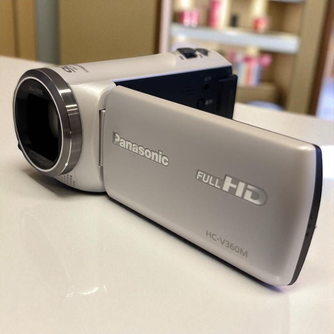 超美品】Panasonic ビデオカメラ HC-V360M ホワイト ケース付