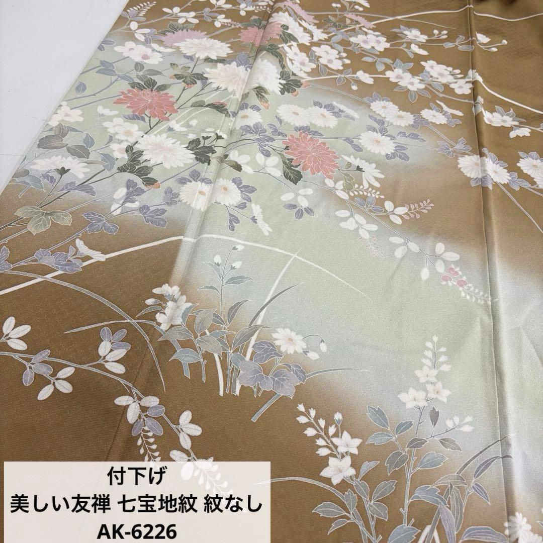 付下げ 美しい友禅 七宝地紋 紋なし 正絹AK-6226 付下げ 美しい友禅 七宝地紋 紋なし 正絹AK-6226 - メルカリ