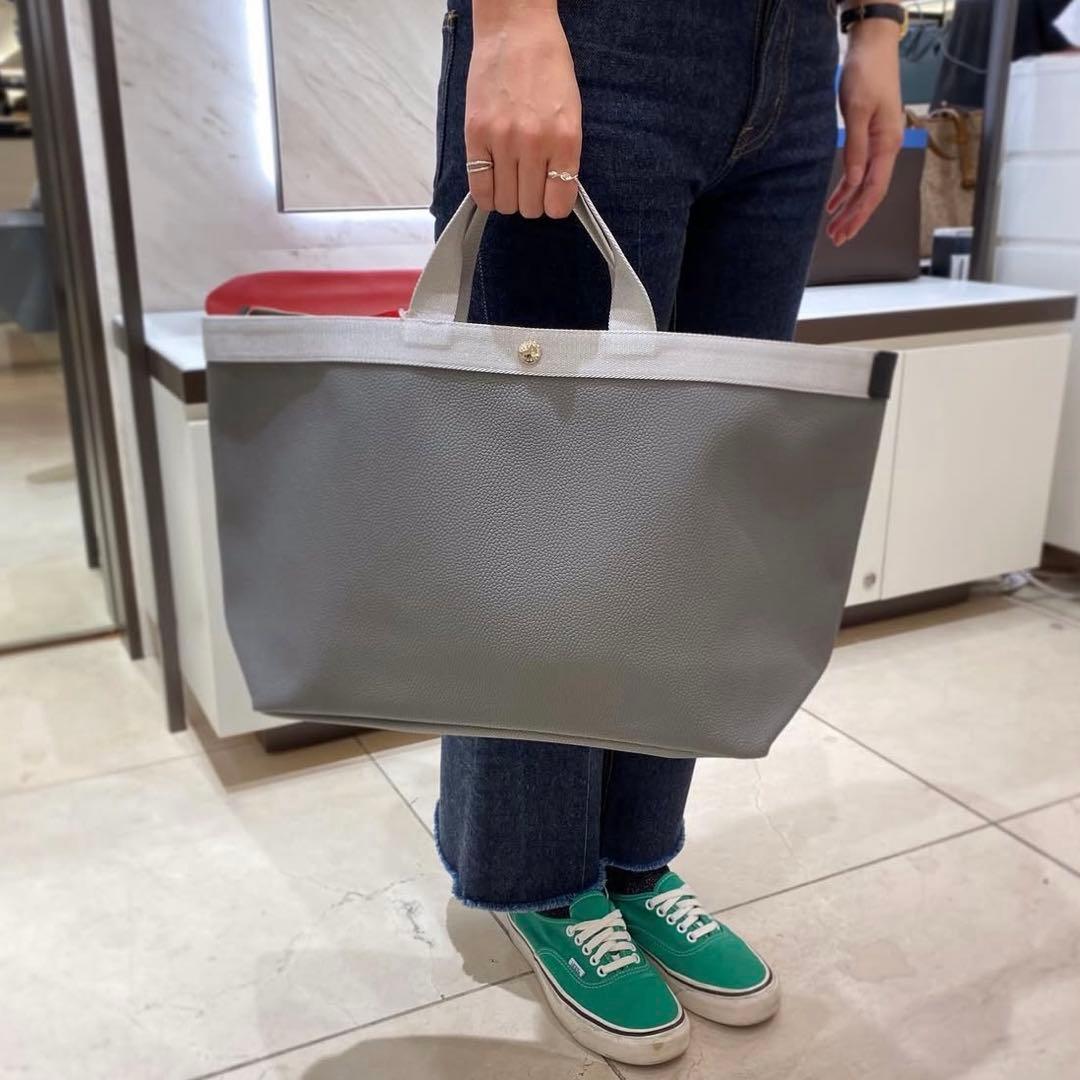 エルベシャプリエ◉705GP◉スクエアトートL◉グラニ×シルバー エルベシャプリエ Herve Chapelier 705GP (コーテッドキャンバス