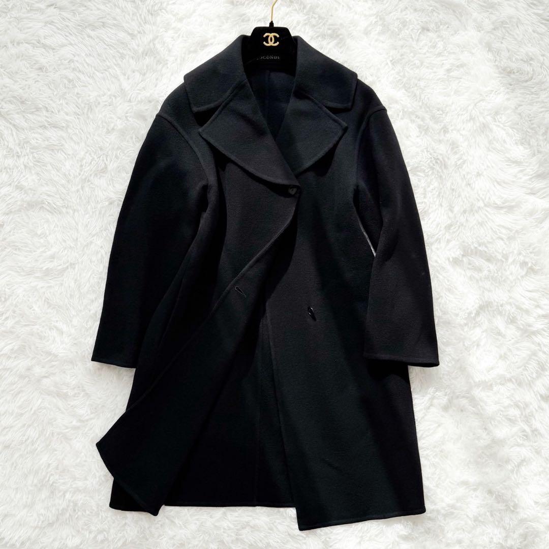 新品 MADAM JOCONDE ウールリバーコート 38 ブラック 定価7万 マダム ジョコンダ MADAM JOCONDE ウールダブルフェイス リバーコート