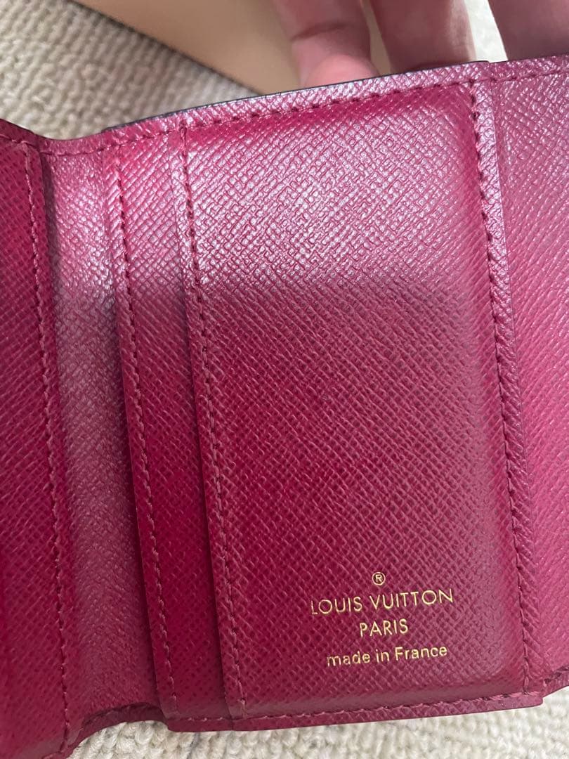 LOUIS VUITTON 三つ折り財布 ブラウン/ワインレッド モノグラムの通販