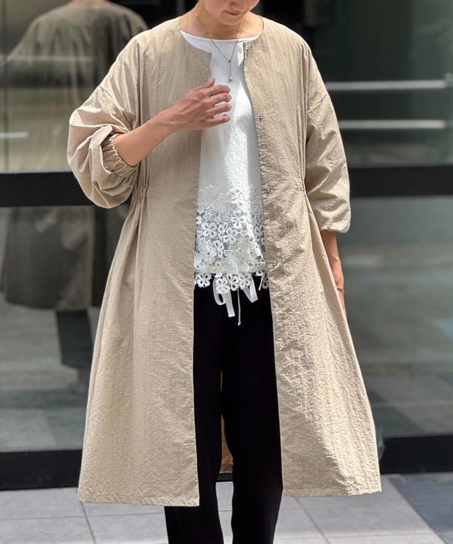 新品　BEARDSLEYバルーン袖フレアーコート　ベージュ ウエスト調整可能 ビアズリー BEARDSLEY バルーン袖フレアーコート （beige