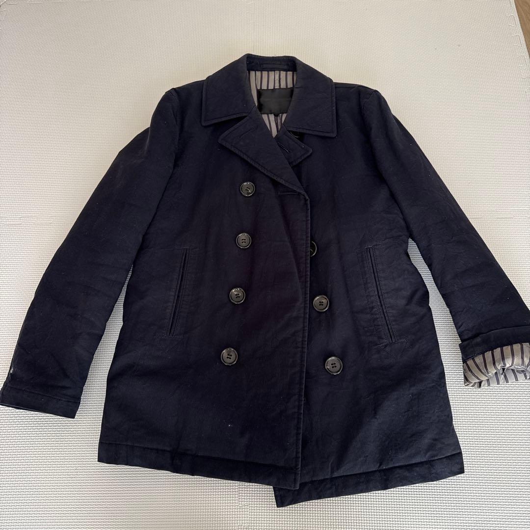 COMME des GARÇONS HOMME 黒ピーコート Mサイズ COMME des GARCONS SHIRT コムデギャルソンシャツCOMME ウール混紡裾