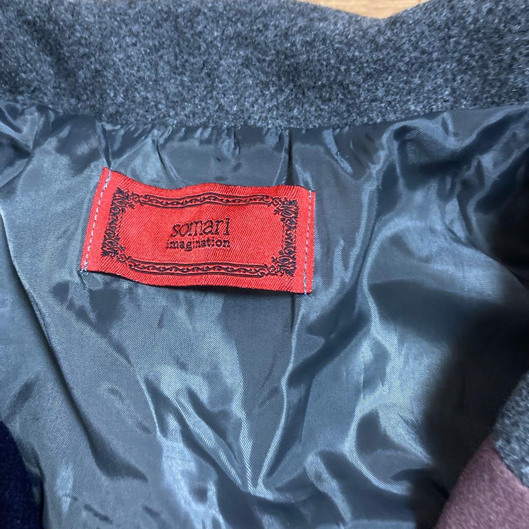 《肉まん》未使用SOMARI コート　テーラーコート　配色デザインメルトン