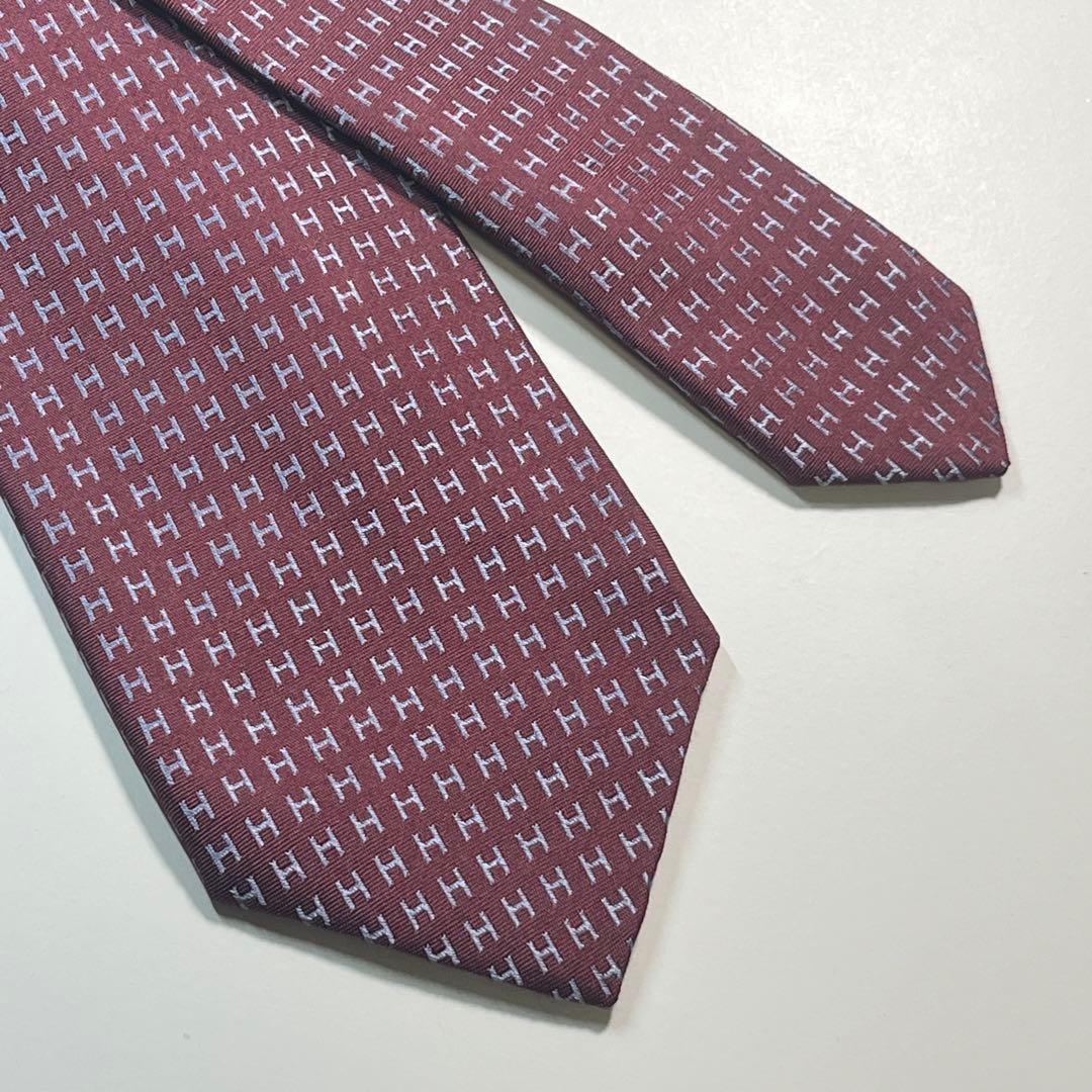 名作✨極美品✨HERMES エルメス ネクタイ ファソネ H柄 高級シルク