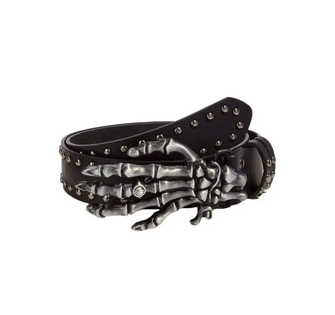 スカルハンド バックル スタッズ ベルト 本革 Opium パンク y2k - メルカリ