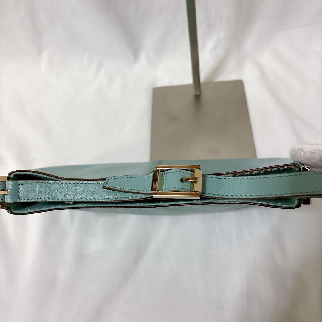 希少】グッチ アクセサリーポーチ マイクロシマ レザー ブルー ワン