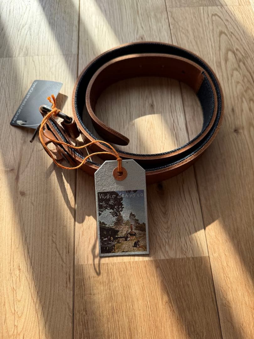 新品未使用Nudie Jeans レザー ベルト 80 ヌーディージーンズ ベルト メンズ 正規販売店 Nudie Jeans 本革 革