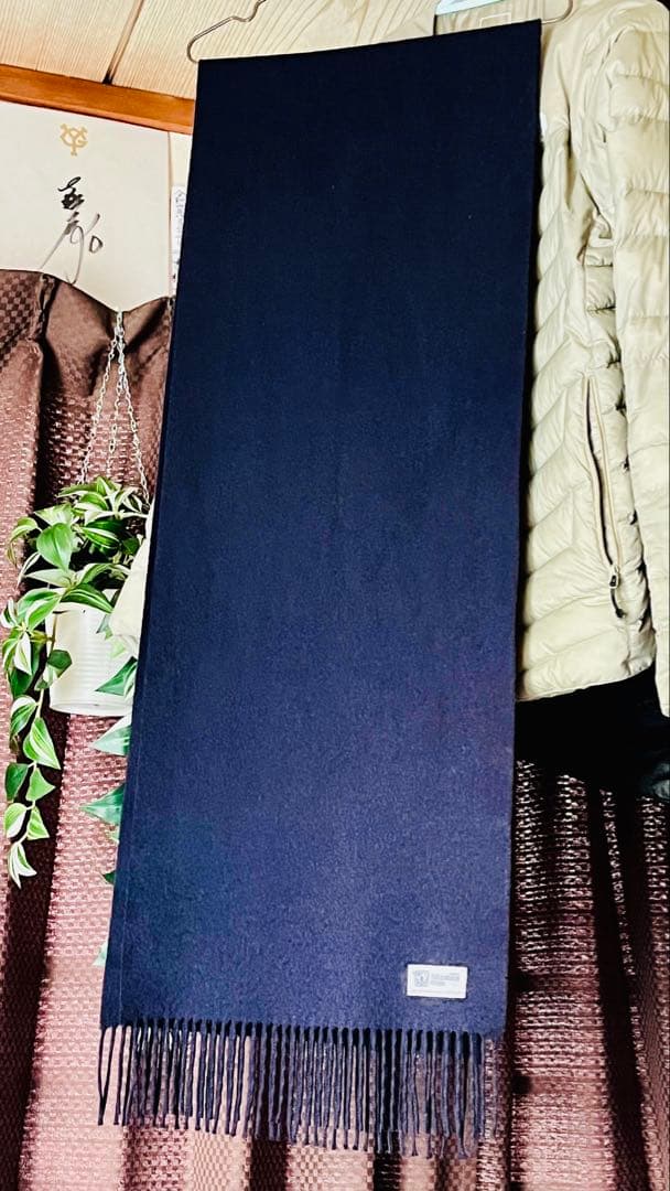 ジョンストンズ カシミヤ 中判 ダークネイビー ストール Drawer ドゥロワー別注 ダークネイビー ジョンストンズカシミヤ大判