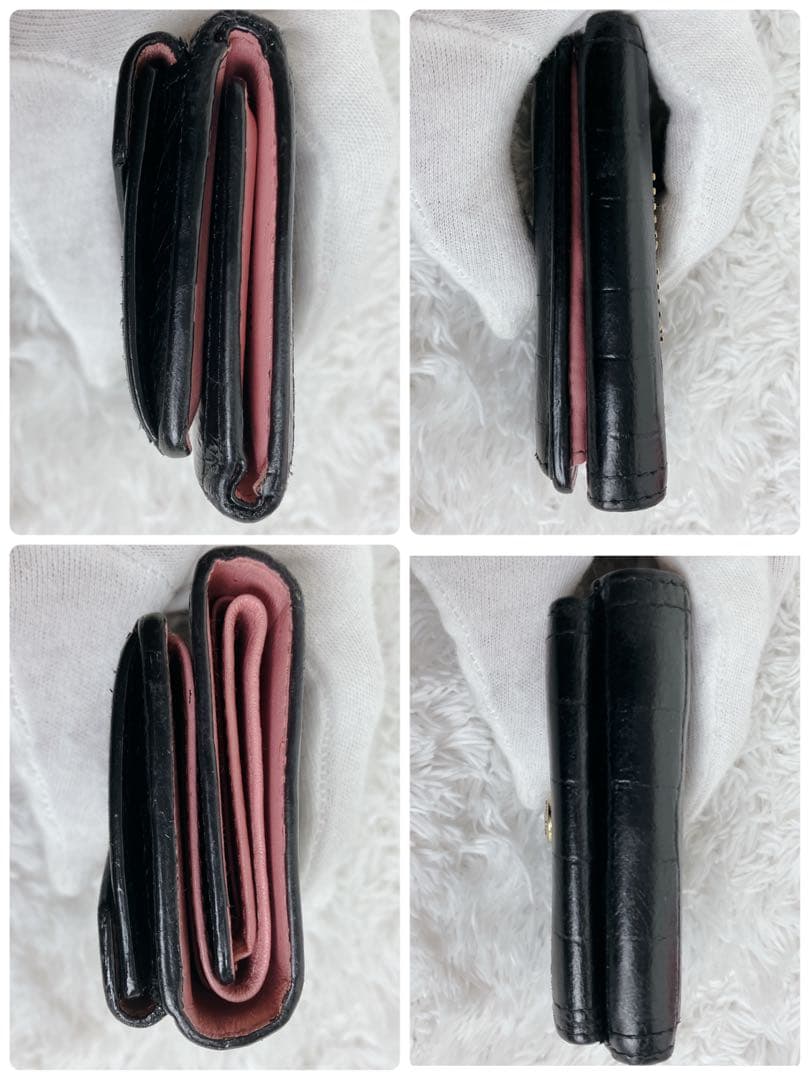 専用 ✨ミュウミュウ 折り財布 クロコ型押し 本革 レザー バイカラー