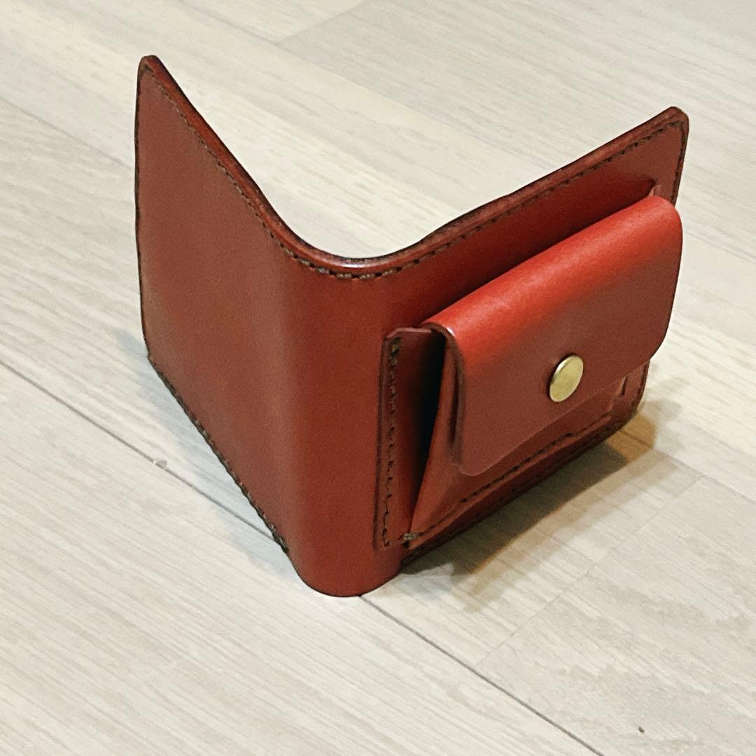 未使用】HERZ ヘルツ レザー 二つ折り財布 (WS-7) 赤 レッド - メルカリ