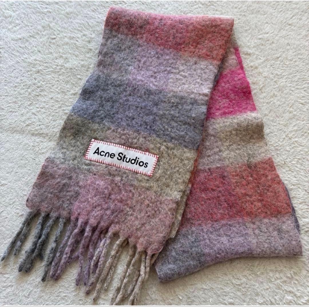 Acne Studios モヘア チェックマフラー - メルカリ