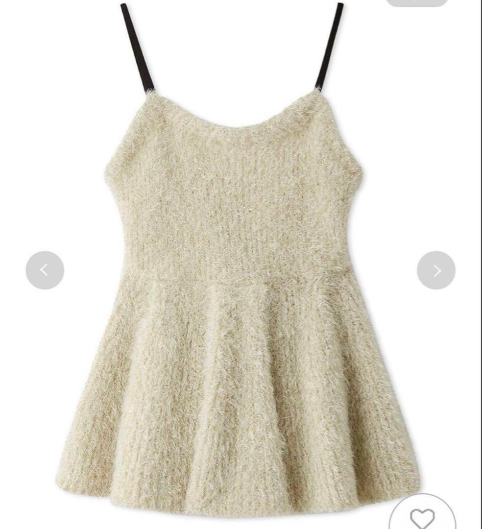 FRAY I.D ラメフェザーニットペプラムキャミ　ホワイト FRAY I.D ラメフェザーニットペプラムキャミ ホワイト