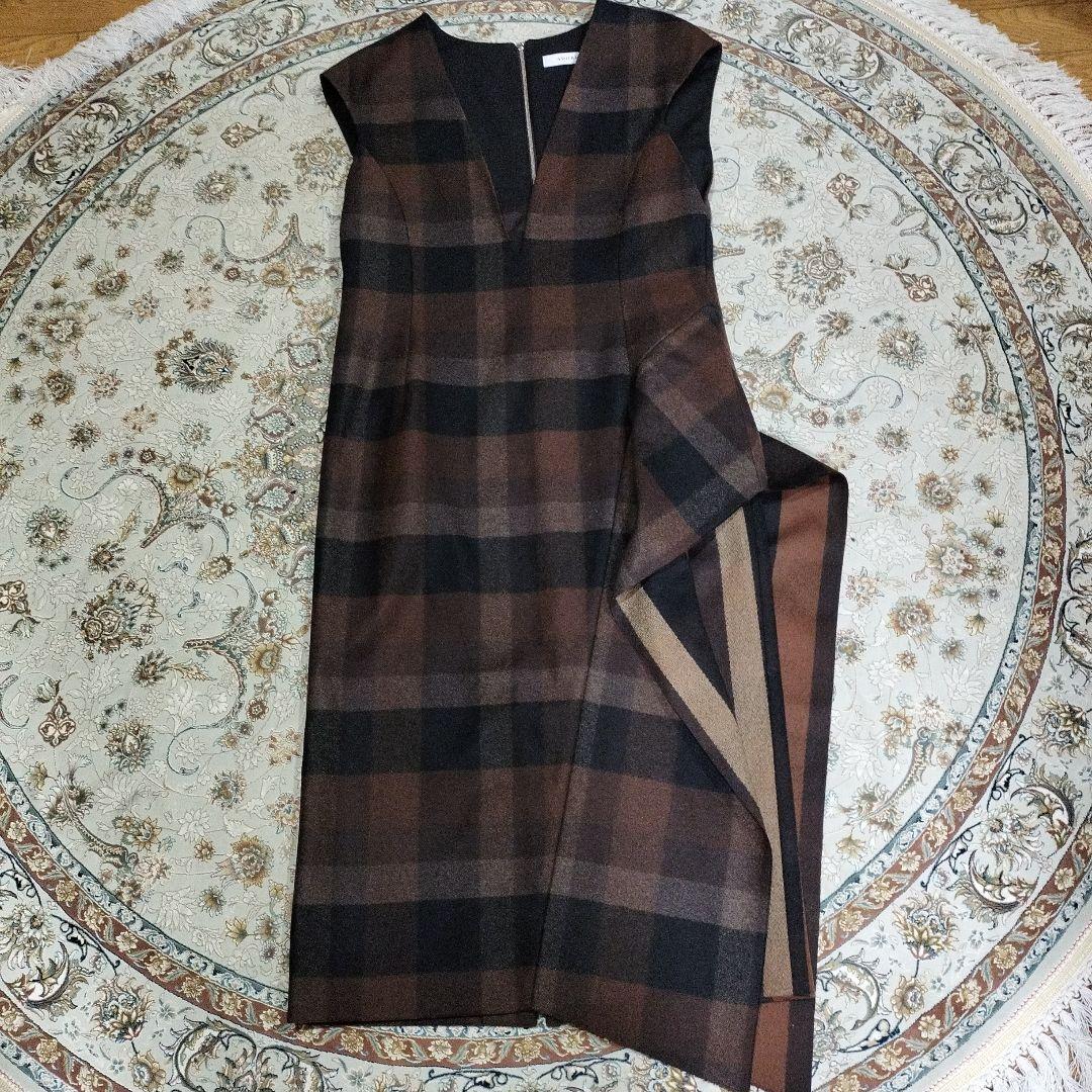 ADONIS チェック柄 Vネック マキシ丈ジャンパースカート38 セール】 SHIPS any:〈洗濯機可能〉ブロック チェック Vネック