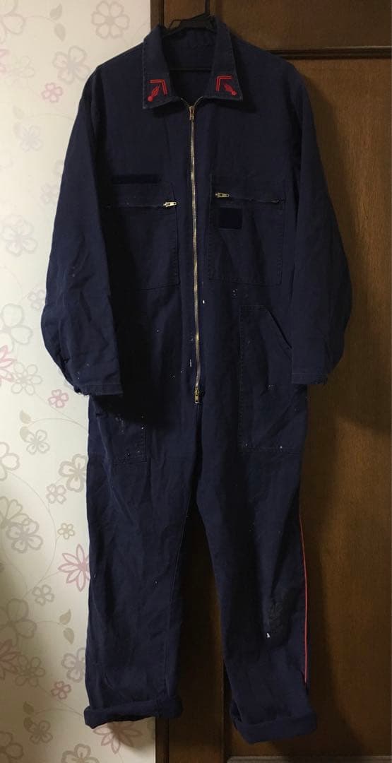 フランス ファイヤーマン オールインワン つなぎ ジャンプスーツ ヴィンテージ 80s French Army フランス軍 空軍 実物 ジャンプスーツ つなぎ