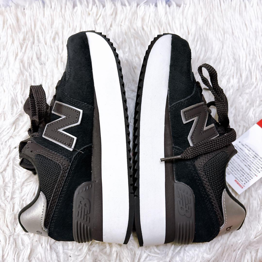 未使用品　ニューバランス 574 厚底 スニーカー 23.5cm ブラック　黒