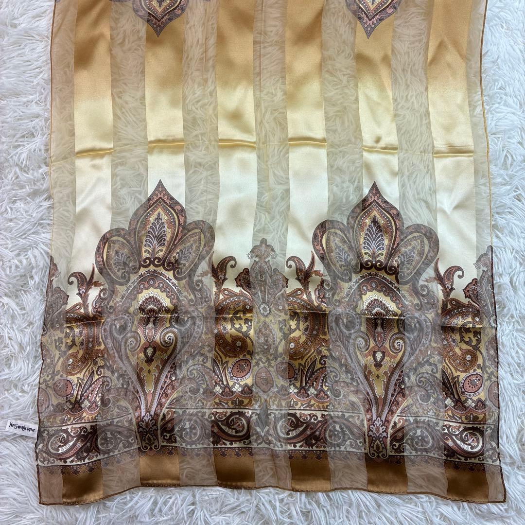 美品✨YSL イヴサンローラン ペイズリー柄 ストール シルク60×175