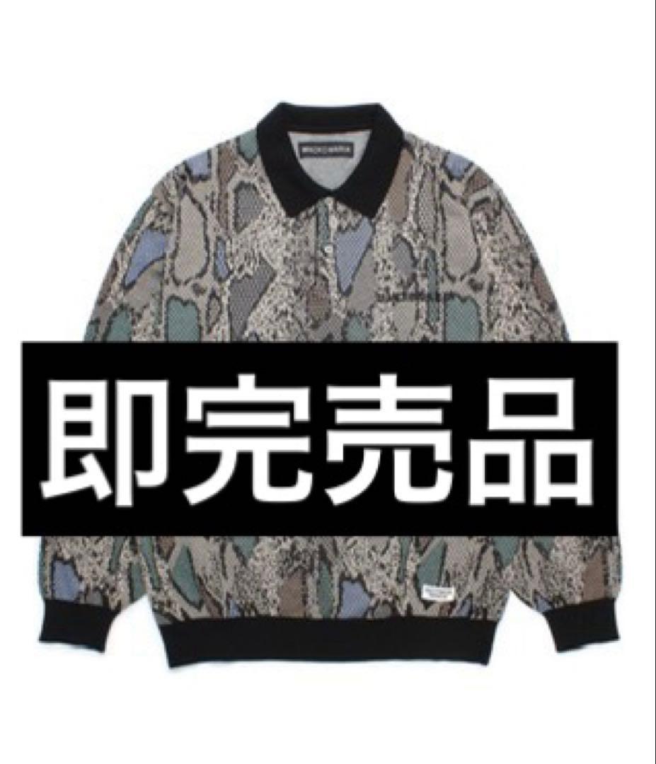 トップス WACKO MARIA PYTHON JACQUARD POLO SHIRT WACKO MARIA/PYTHON KNIT JACQUARD POLO SHIRT（ORANGE）［パイソン