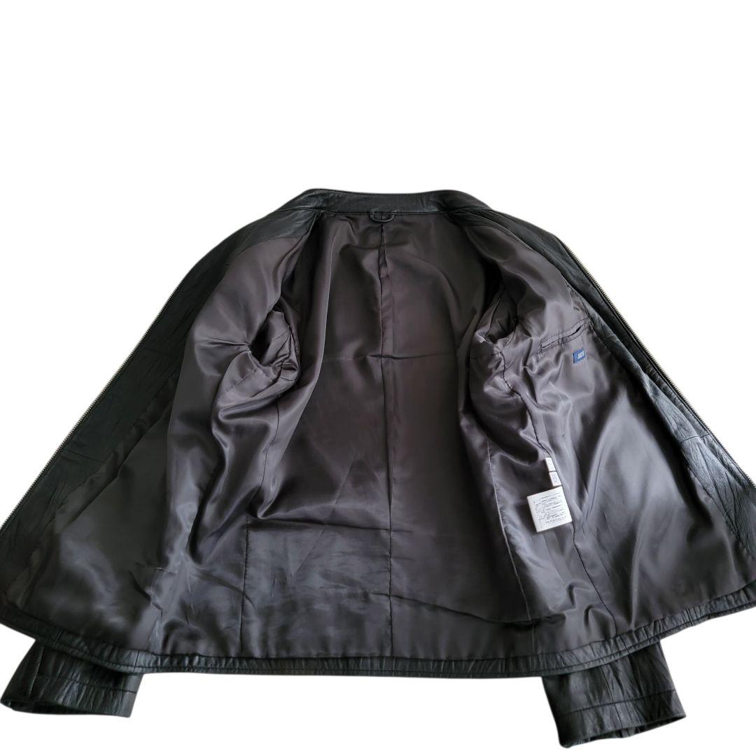 オールドユニクロ シングルライダースジャケット シワ加工 ラムレザー