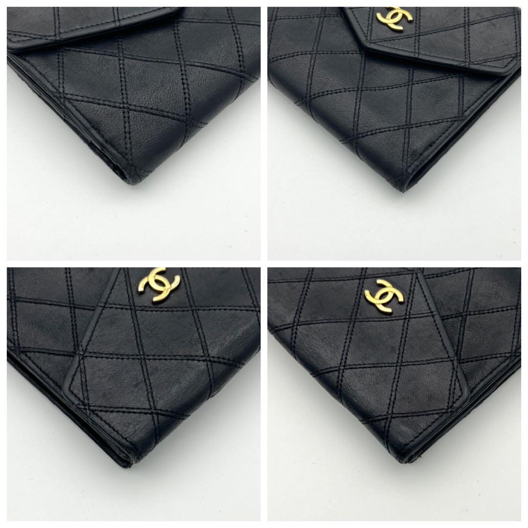鑑定済み】CHANEL シャネル ビコローレ Wホック 折り財布 ブラック