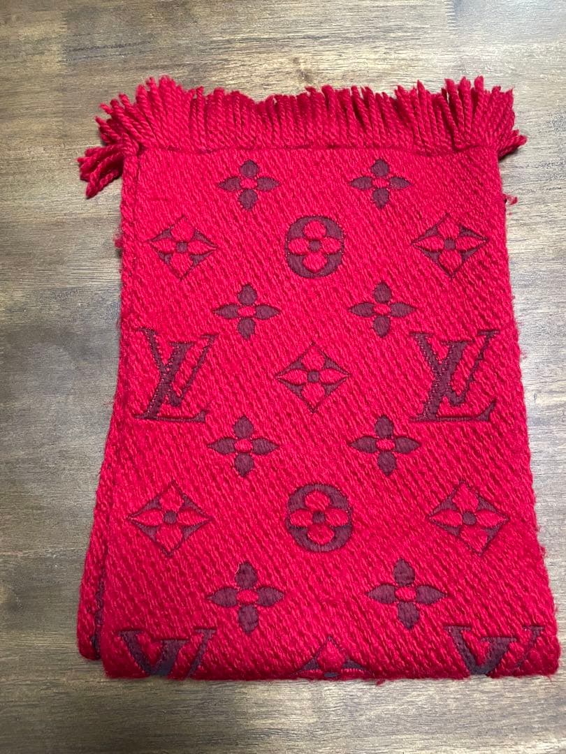 ルイ・ヴィトン マフラー　ロゴマニア　レッド　M72432 ヴィトン LOUIS VUITTON ルイ・ヴィトン マフラー エシャルプ・ロゴマニア