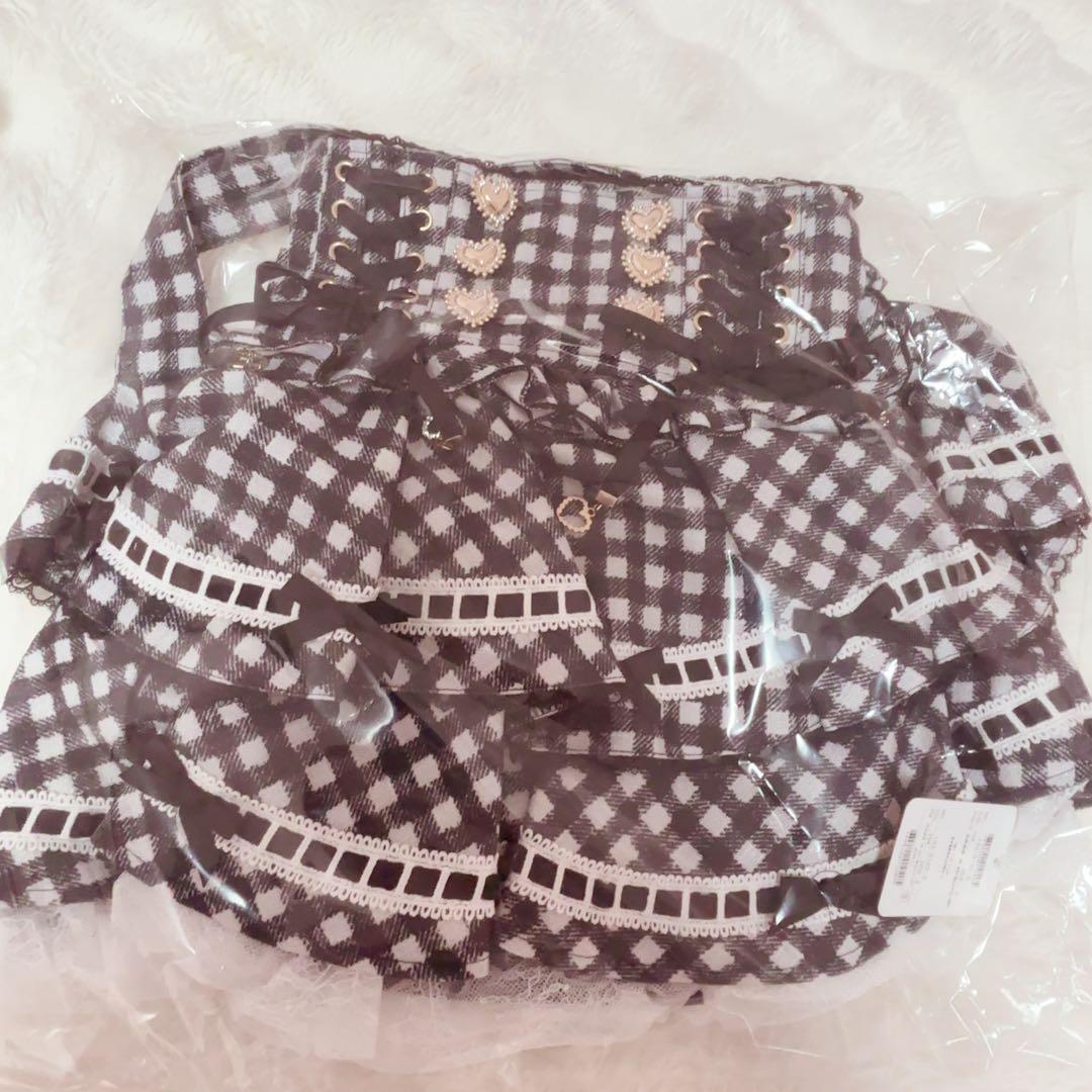 リズリサ LIZLISA はしごリボンギンガムティアードスカパン ブラック