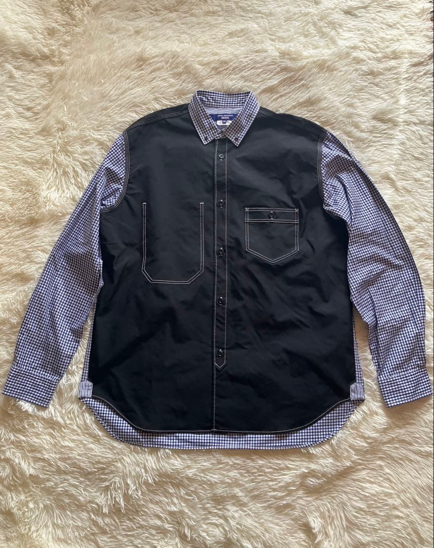 junya watanabe man 切り替えシャツ　ギンガムチェック　Mサイズ 未使用品 ジュンヤワタナベマン JUNYA WATANABE MAN タグ付き ボタン