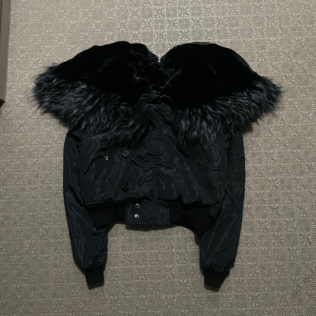 Y2K N2B OPIUM 短丈 フライト ボンバージャケット ファーフード66 N2-B ファー付き ダウン ボンバージャケット 短丈光沢 y2k opium