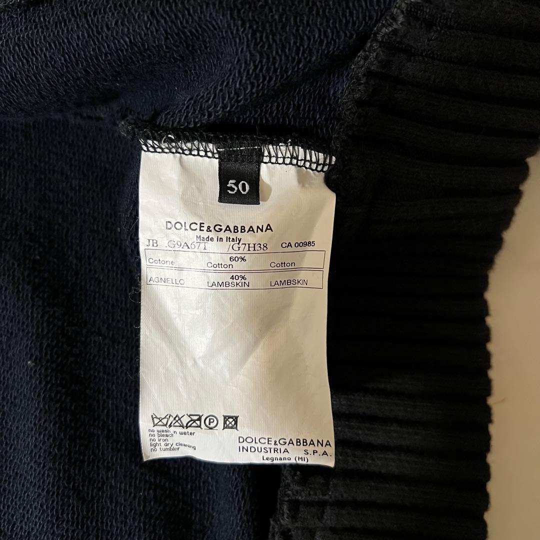 ドルチェアンドガッバーナ レザージャケット ニット スウェット切替 50