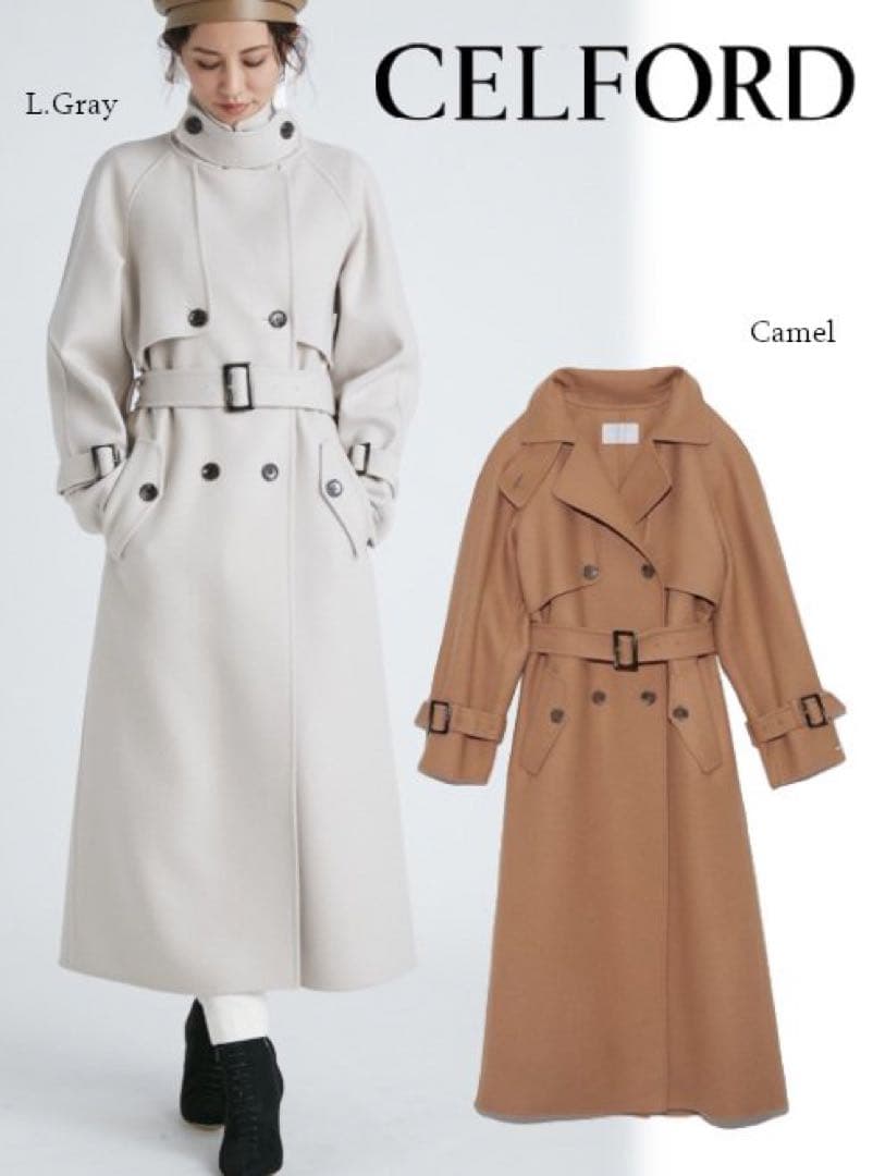 celford ウール　トレンチコート セルフォード CELFORD ウール混ロングトレンチコート （MOC