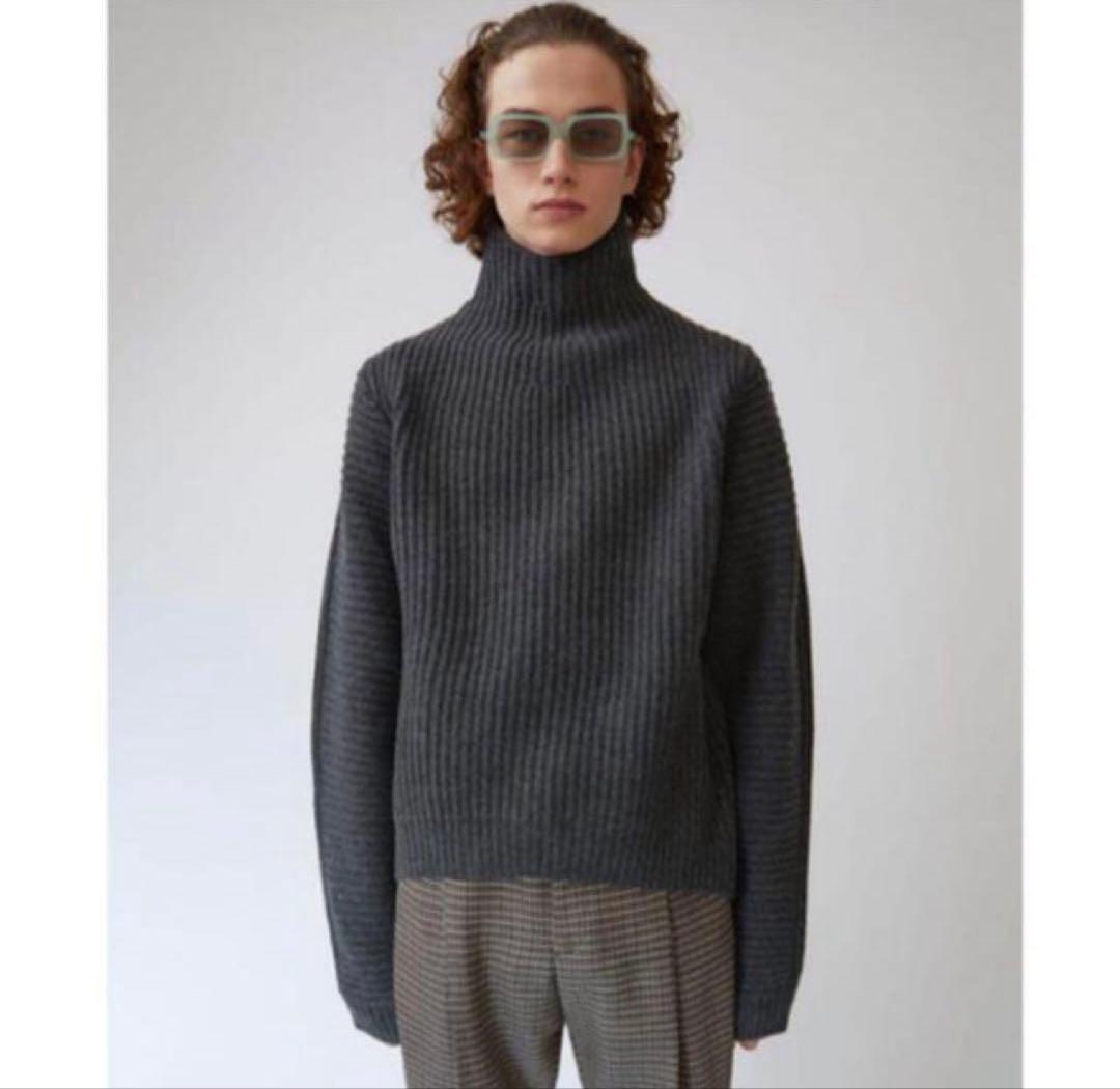 acne studios タートルネックニット Acne Studios - ストライプウールタートルネック - レッド/パープル