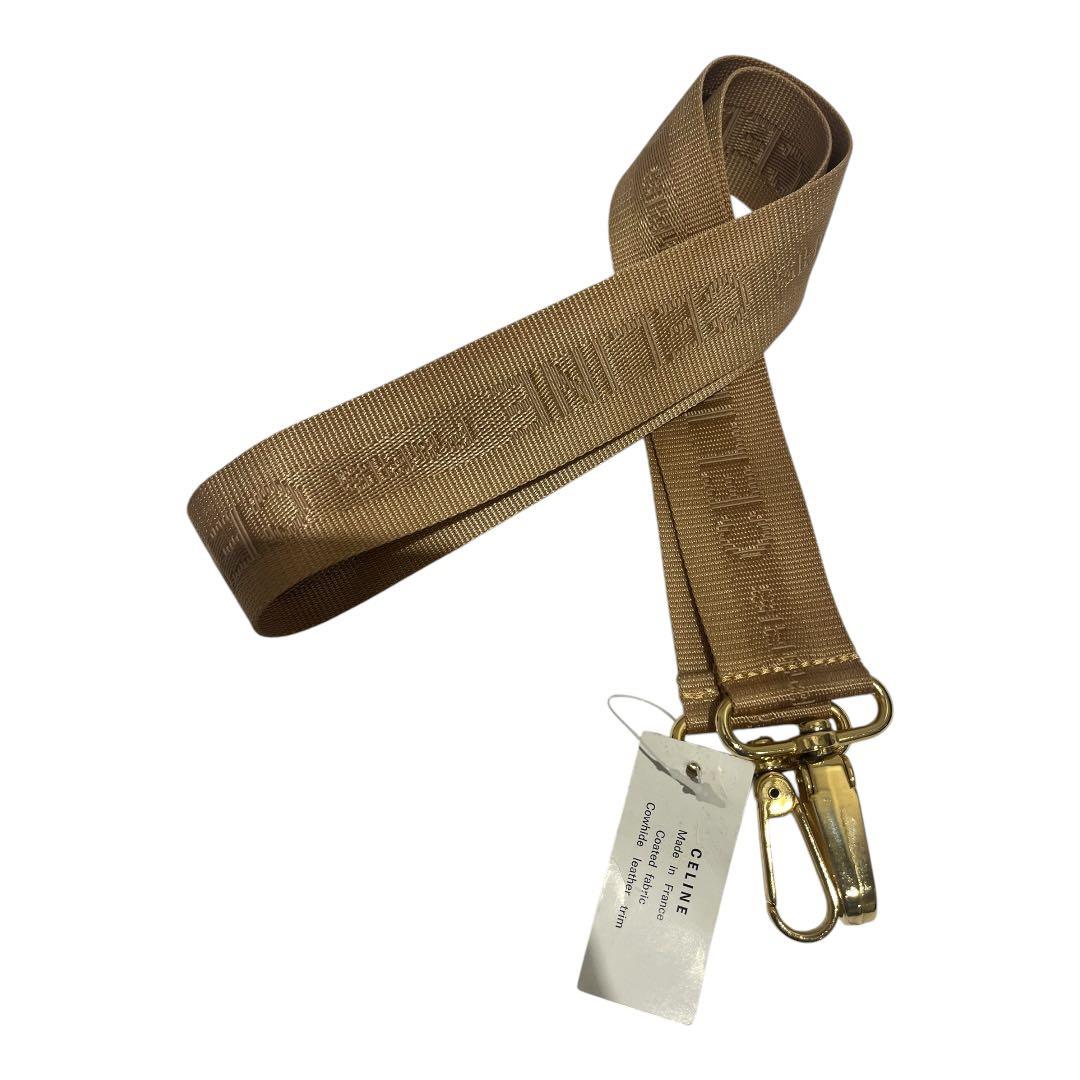 最終値下げ　CELINE ロゴ入りベージュリボンストラップ　未使用 楽天市場】【未使用品】 セリーヌ CELINE ジャガード ロングストラップ