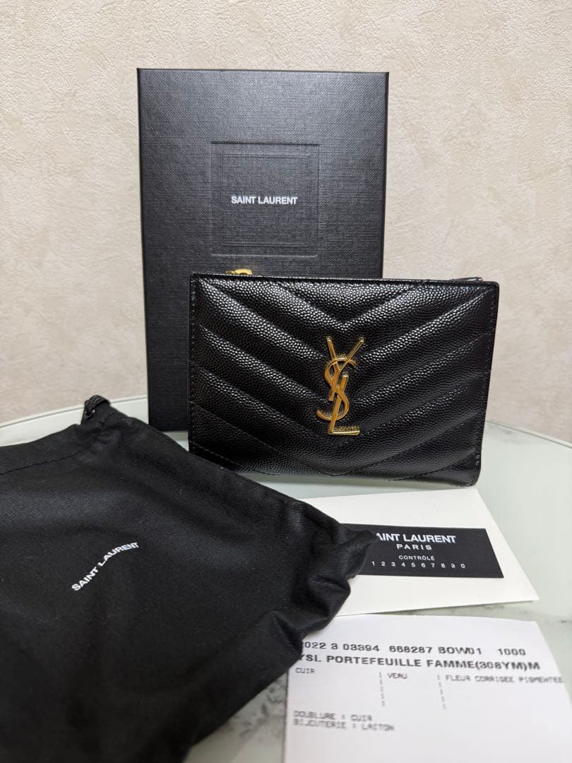 SAINT LAURENT モノグラム 二つ折り財布 ブラック サンローラン SAINT LAURENT 財布 二つ折り財布 モノグラム ブラック