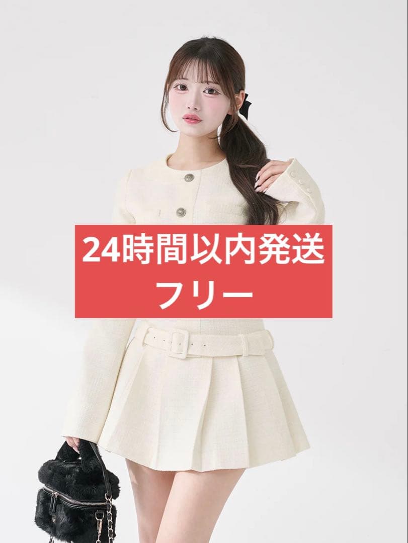 ダーリッチ Darich ボックスプリーツツイードミニワンピース フリー ダーリッチ Darich ボックスプリーツツイードミニワンピース