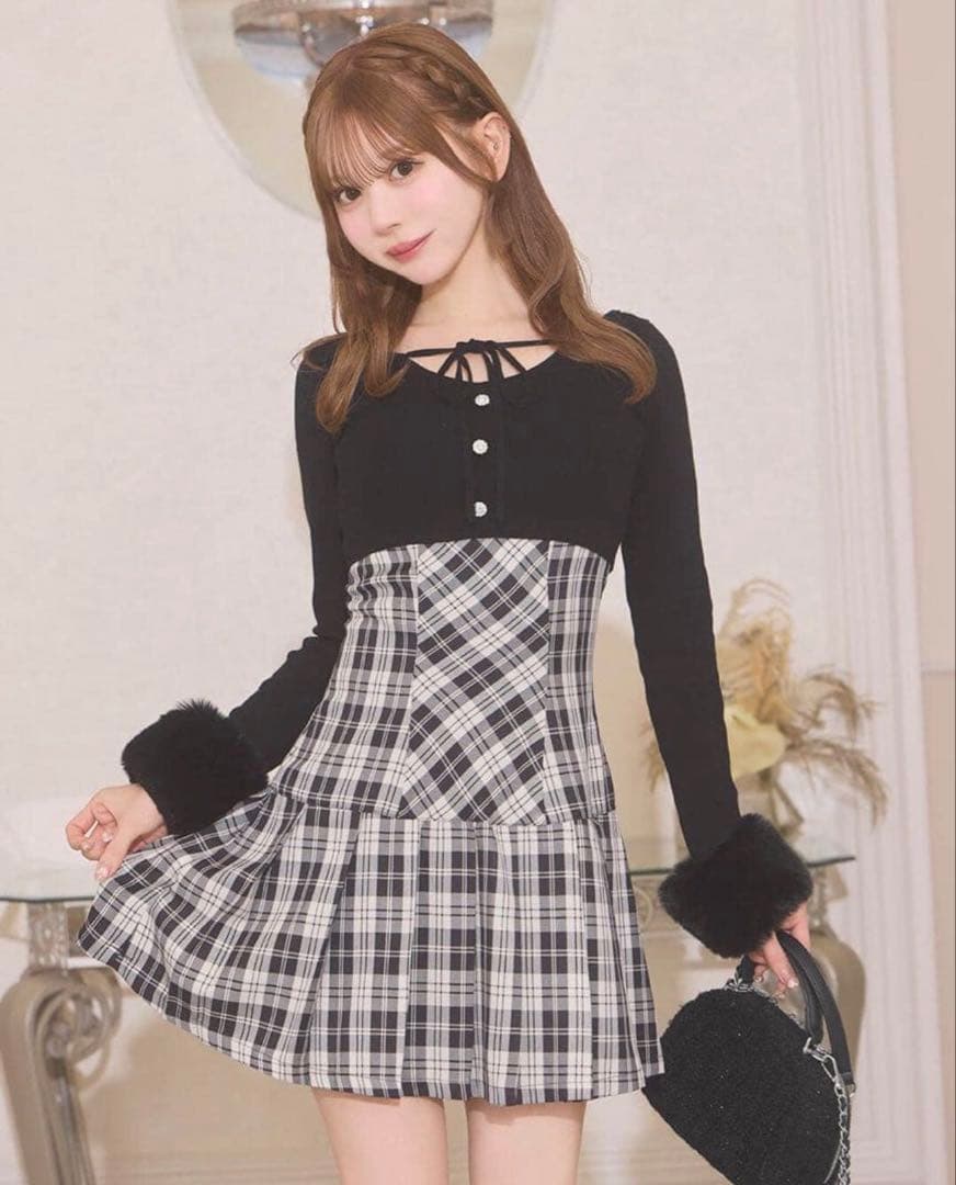 michellMacaron ボレロsetチェックプリーツワンピ F - メルカリ