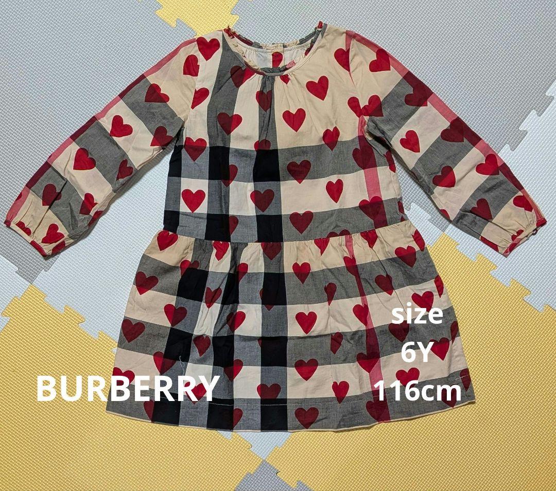 BURBERRY Children　ハート柄・チェック柄長袖ワンピース ANY（エニィ） ワンピース チェック柄 ドッキング ワンピース キッズ