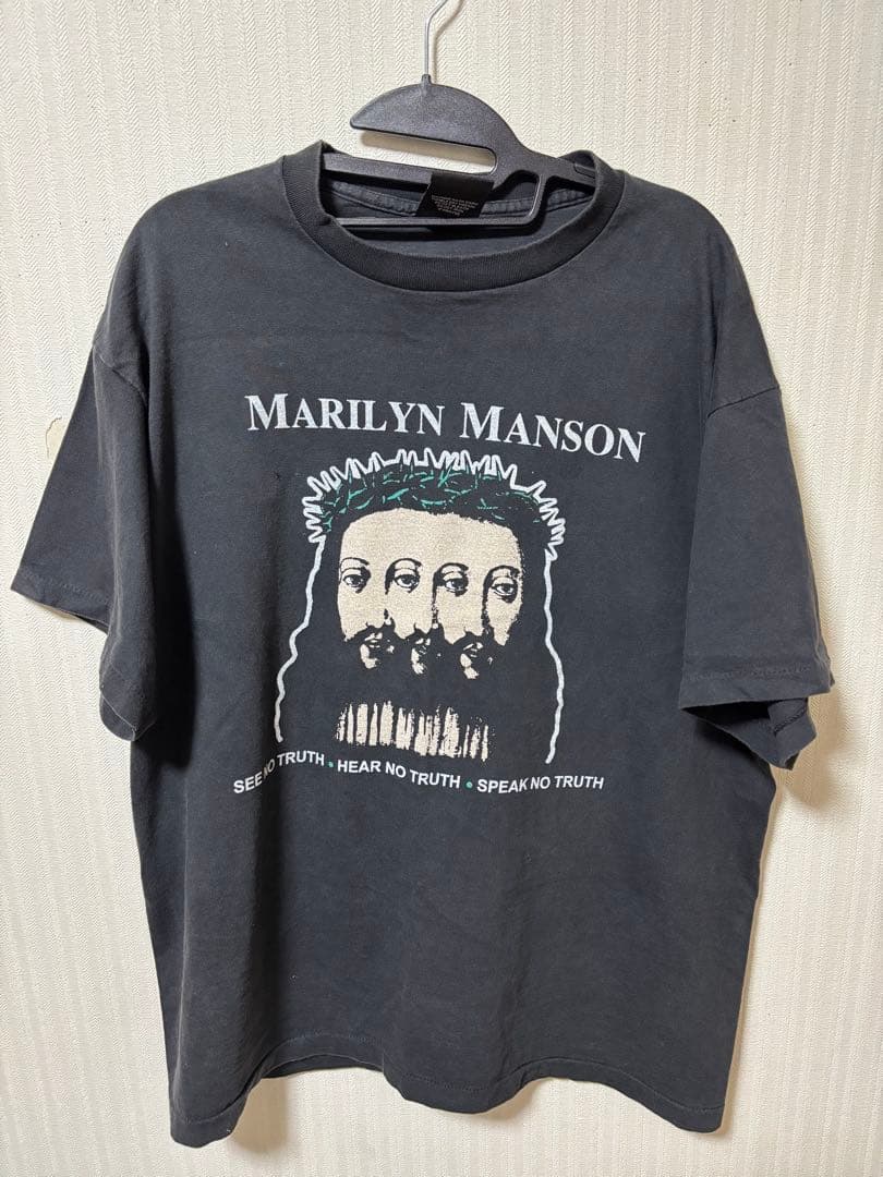 Marilyn Manson ヴィンテージTシャツ BELIEVE XL XL * vtg 90s Marilyn