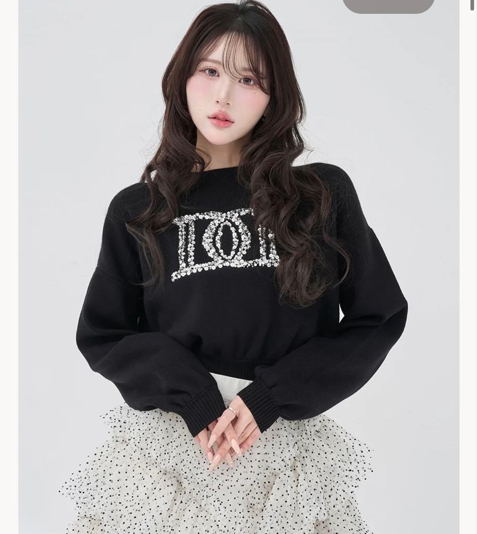 Darich ダーリッチビジューロゴパフニットトップスブラック - メルカリ