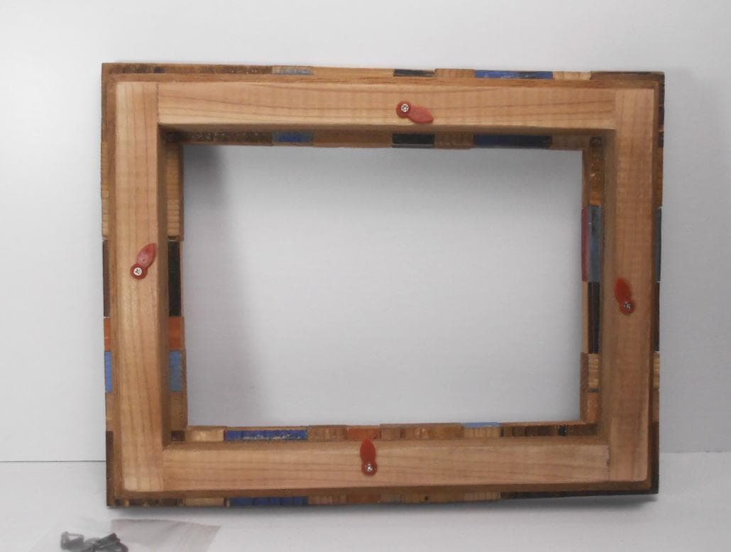 自作・手造り◇廃材木片でのアートな額縁1点物！油絵SM号用 - メルカリ