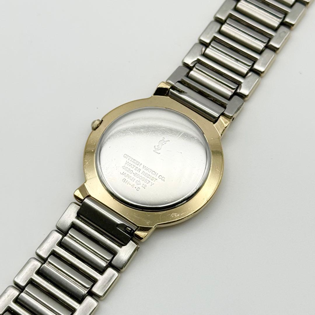 ✨稼働良品✨サンローラン 腕時計 クォーツ ラウンド コンビ 青文字盤