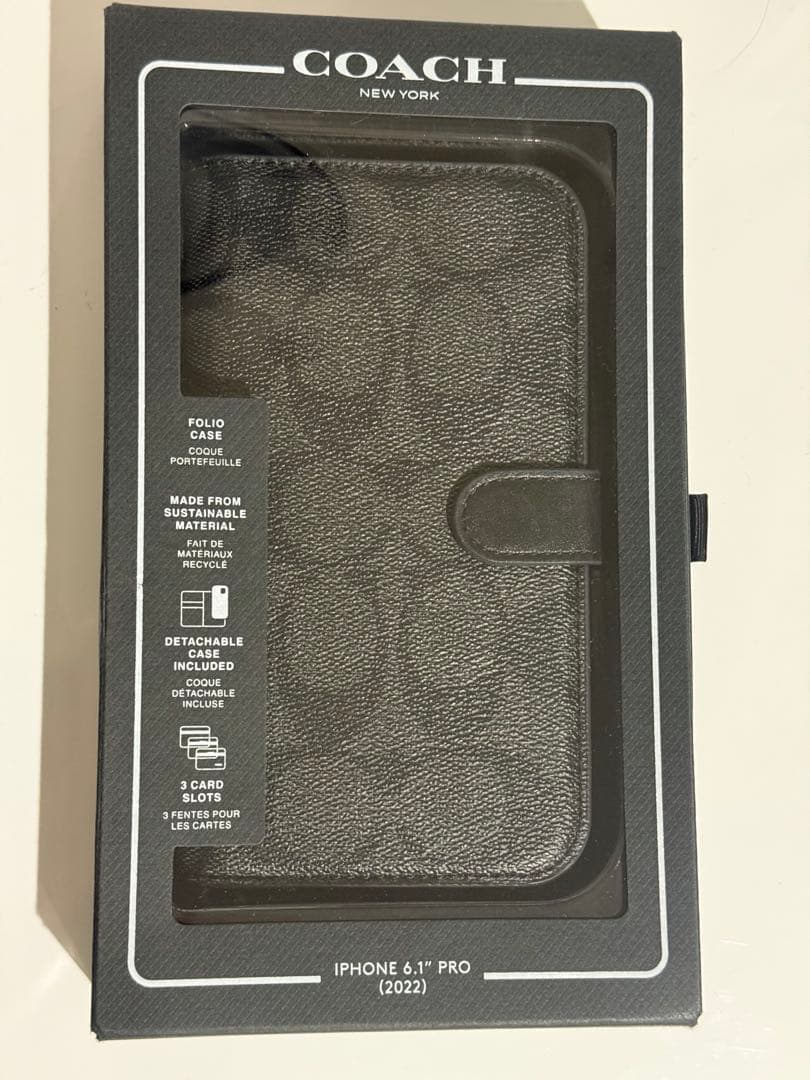 COACH iPhone 6.1\" Pro (2022) ケース　14Pro Coach Leather Slim Wrap Signature Ivory Rexy - iPhone 14 Pro