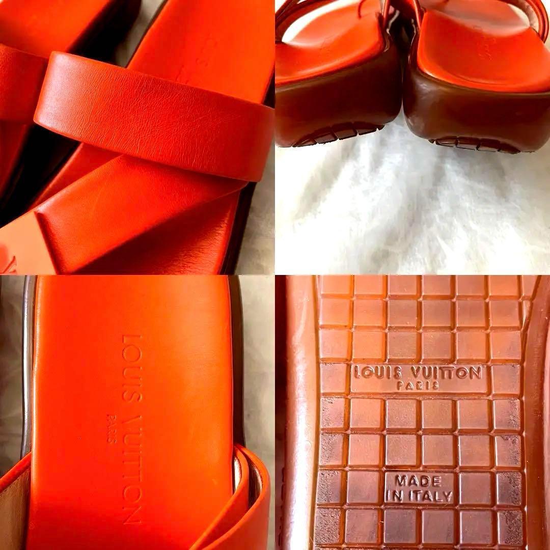 LOUIS VUITTON 美品✨オレンジ レザー トングサンダル 22.5cm