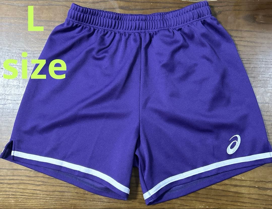 ASICS バレーボールパンツ Lサイズ 紫 パープル ゲームパンツ ゲーパン