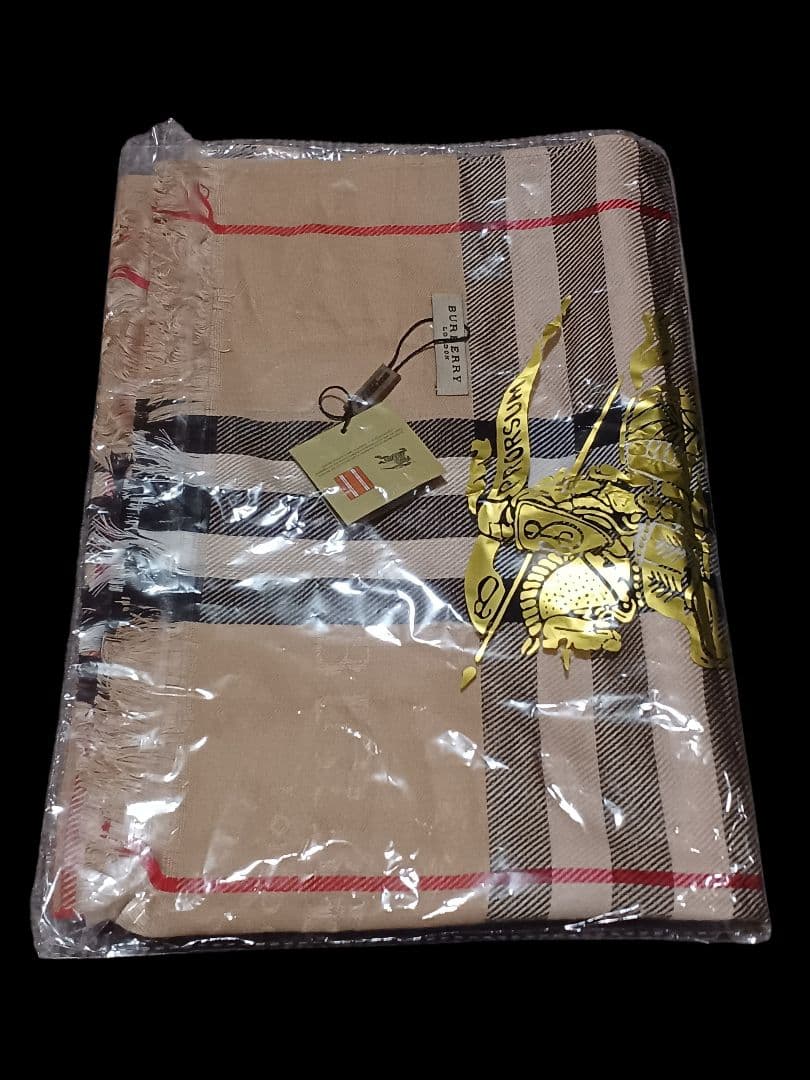 BURBERRY 大判 ストール シャドーホース ベージュ チェック フリンジ