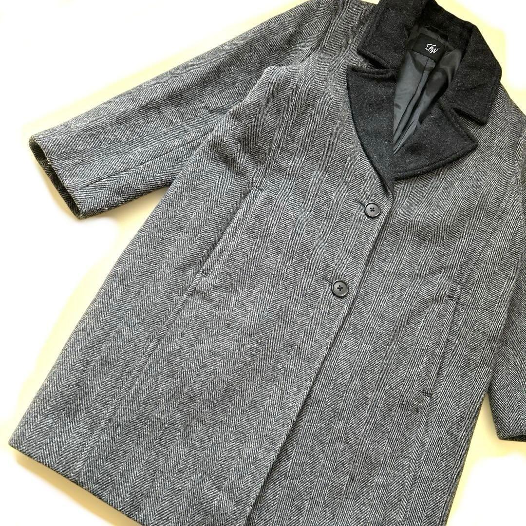 超美品【フレームワーク】グレー ヘリンボーンダブルブレストコート38