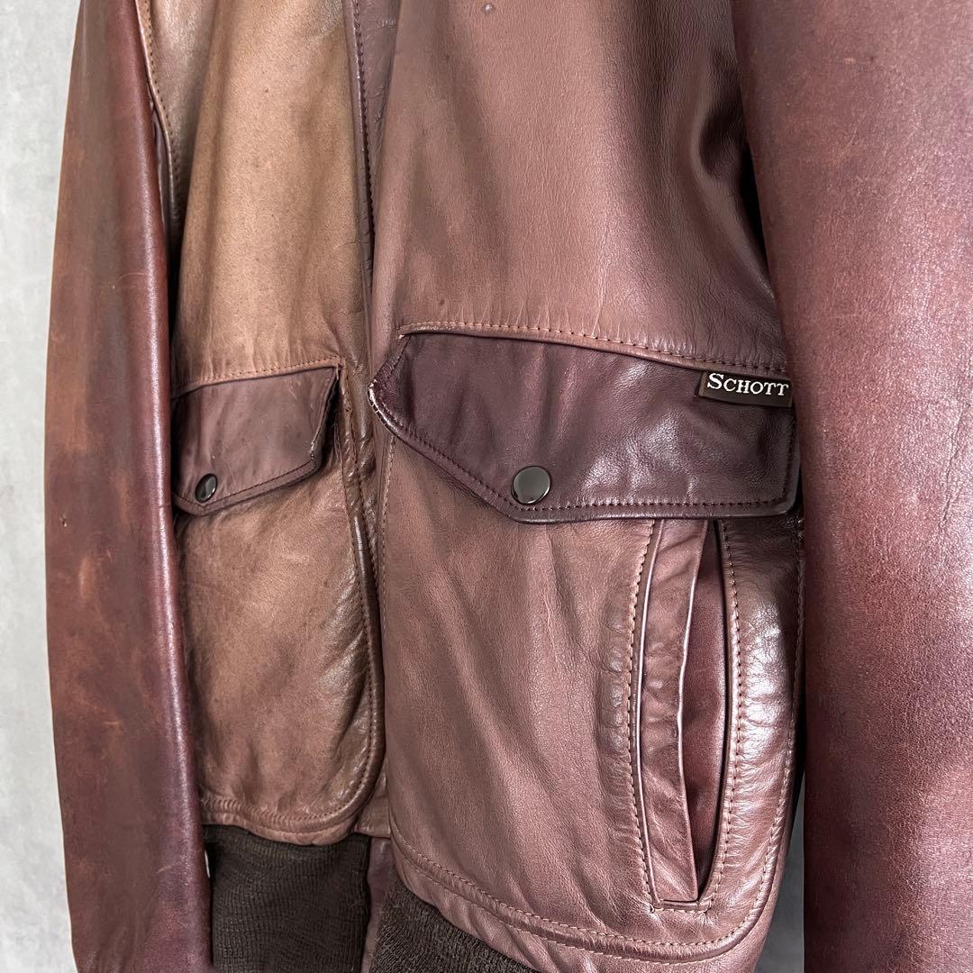 80s schott ショットA-2フライトジャケット レザージャケットブラウン
