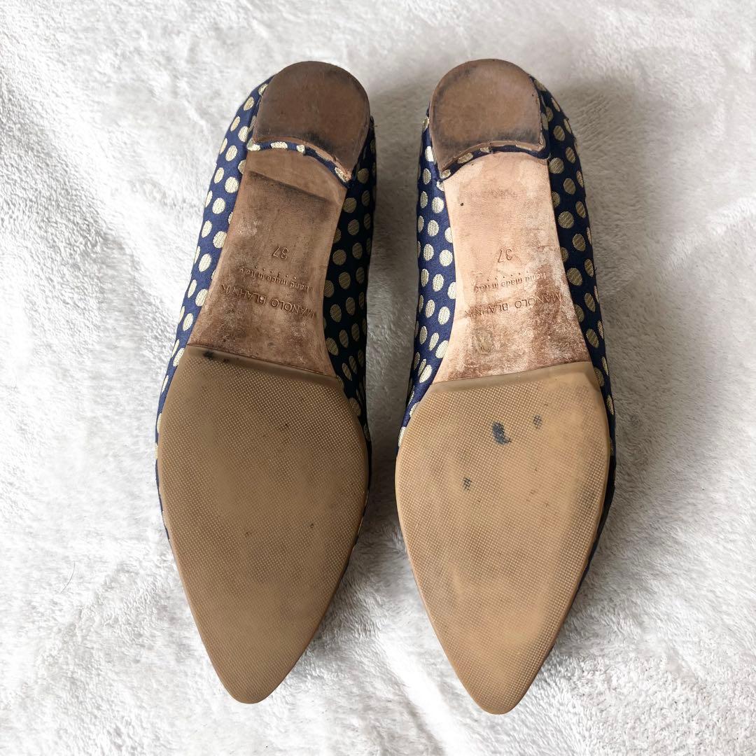 ☆美品☆マノロブラニク パンプス バレエフラット ハンギシ ドット